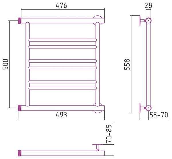 Полотенцесушитель водяной Стилье Минор 0601 50х50 хром