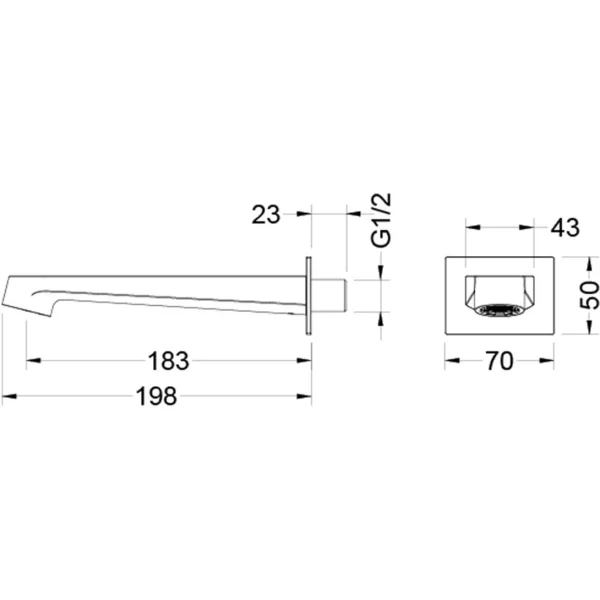 Излив для ванны Aquatek Оберон AQ1241BG 183 мм, золотой матовый
