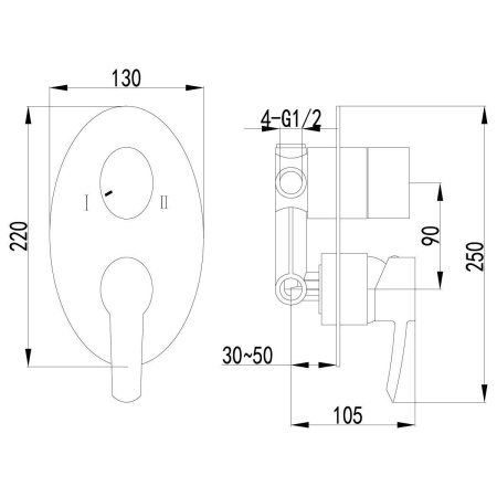 Смеситель для ванны с душем Lemark Atlantiss (LM3227C)
