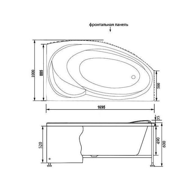 Акриловая ванна Aquanet Jersey 00203989 170х100 R