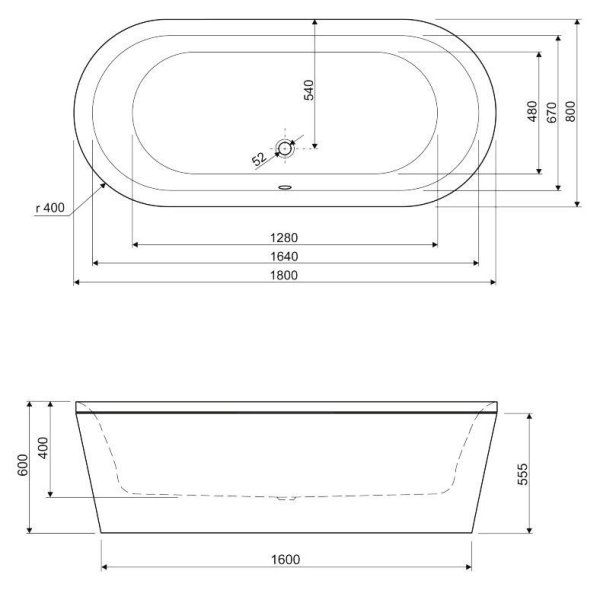 Акриловая ванна Cezares Metauro Central METAURO-Central-180-80-40 180х80