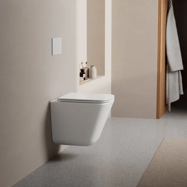 Унитаз подвесной Abber Rechteck AC1219TC безободковый, торнадо, с сиденьем микролифт, белый