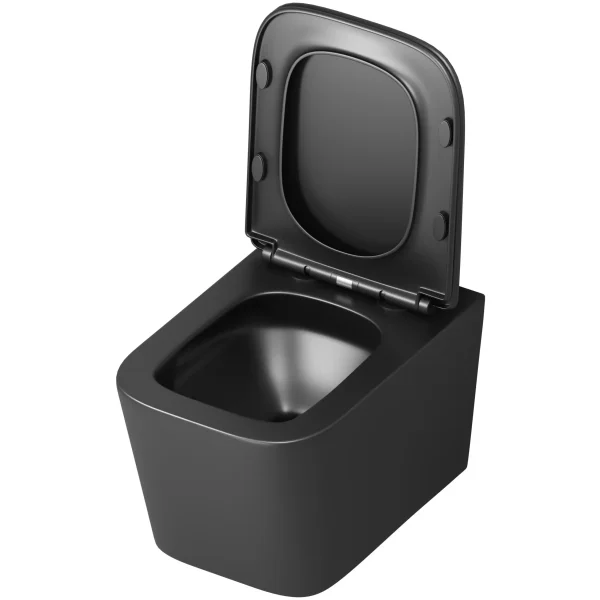 Унитаз подвесной Grossman GR-4404BMSQ безободковый, торнадо, с сиденьем микролифт, черный матовый