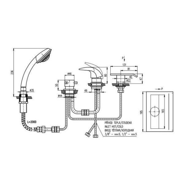 Смеситель Rav Slezak Dunaj D474.5P для ванны хром