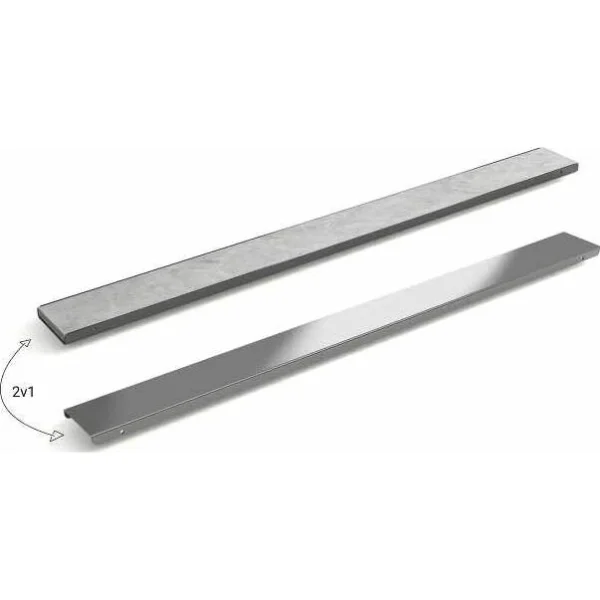 Душевой трап (лоток) PlastBrno Design 4 SZH955M 54,3 см, с решеткой, 2 в 1 под плитку, оружейная сталь матовый