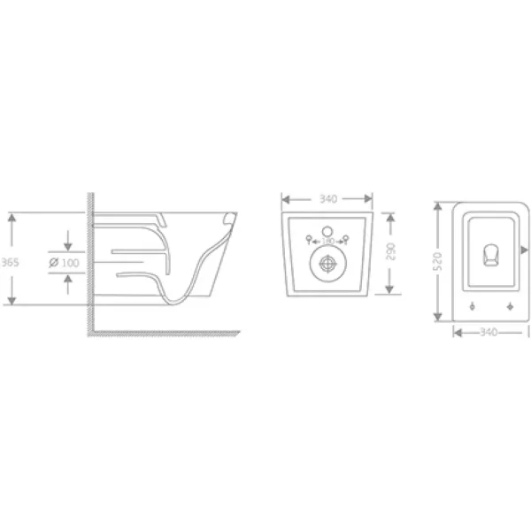 Унитаз подвесной River Gudzon 520 WT 10000014212 безободковый, торнадо, с сиденьем микролифт, белый