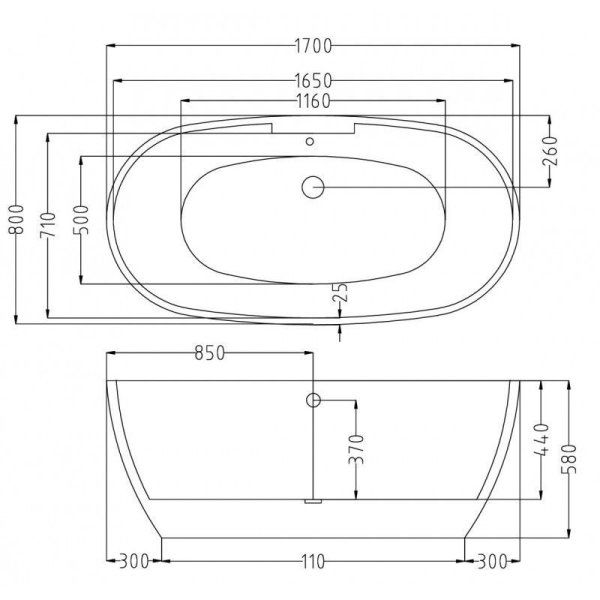 Акриловая ванна Esbano Rome SM 170х80 со встроенным смесителем