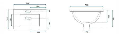 Умывальник (раковина) REA DAFNE 75 врезной белый REA-U0040