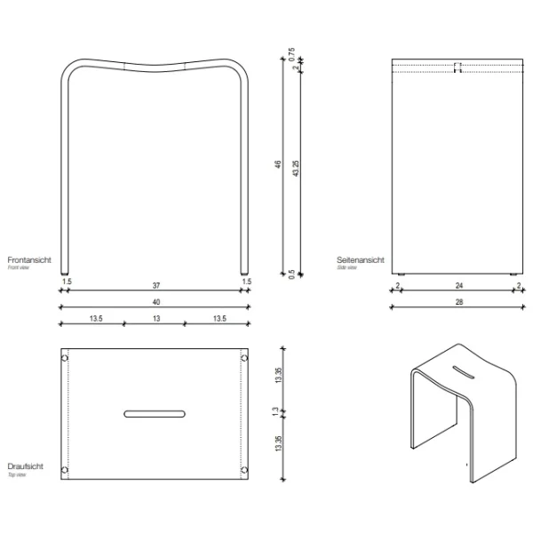 Стульчик для ванной Decor Walther Stone 0974750