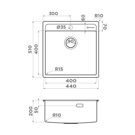 Кухонная мойка Omoikiri Daisen 44-IN нерж.сталь/нержавеющая сталь 4993179