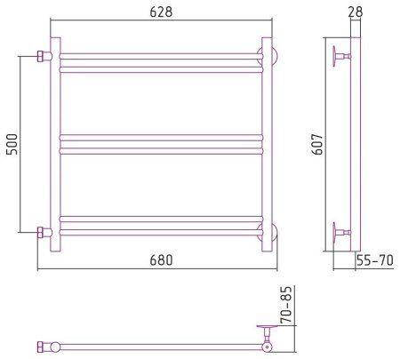 Полотенцесушитель водяной Стилье Версия-Б1 50х60 хром