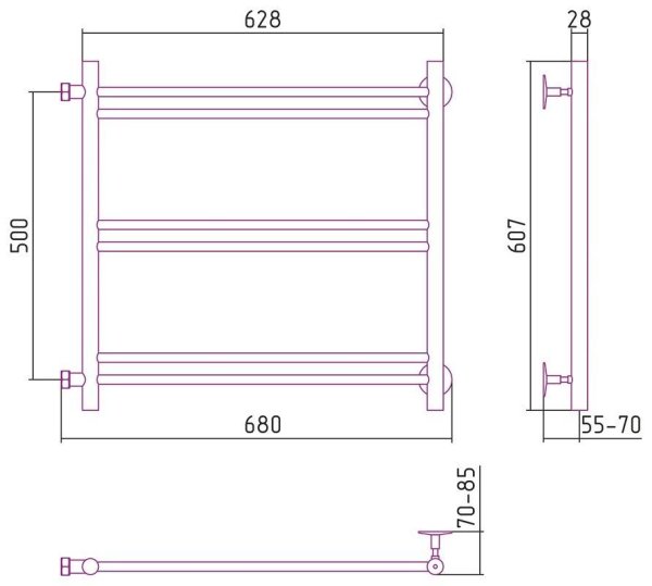 Полотенцесушитель водяной Стилье Версия-Б1 50х60 хром