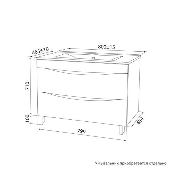 Тумба напольная, белая, 80 см, Cloud, IDDIS, CLO80WFi95. Подходит ум. 0138000i28