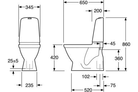 Унитаз-компакт Gustavsberg Nautic GB111500201205 с сиденьем, вертикальный выпуск, белый