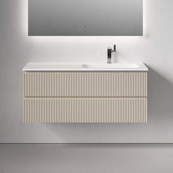 Тумба подвесная SANCOS Snob R правая 1195х445х500, c двумя ящиками оснащенными доводчиками, Beige Soft, SNR120RCE