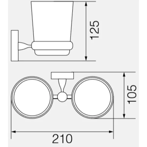 Стакан двойной Veragio Bonjour Cromo VR.BNR-7842.CR