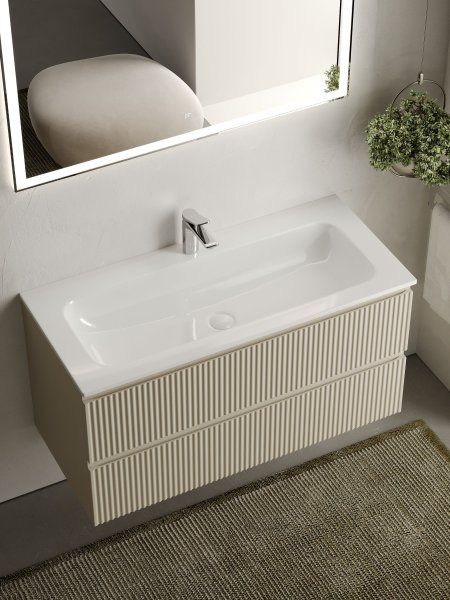 Тумба подвесная SANCOS Snob R 995х445х500, c двумя ящиками оснащенными доводчиками, Beige Soft , SNR100CE