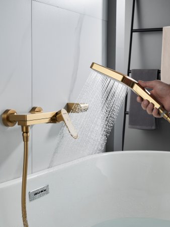 Смеситель для ванны Shevanik S4552G, Золотой сатин