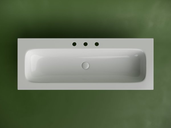 Раковина накладная мебельная Grace прямоугольная 1210x457x137 с тремя отверстиями под смеситель цвет белый CN7024