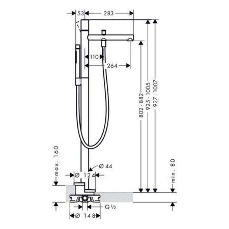 Смеситель Axor Uno 45416340 для ванны напольный, хром