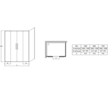 Фиксированная панель для двери Jacob Delafon Vertigo E20C01-GA 35x190