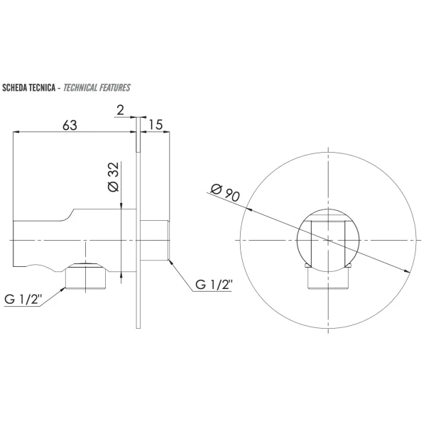 Подключение для душевого шланга с держателем Remer 337XXV