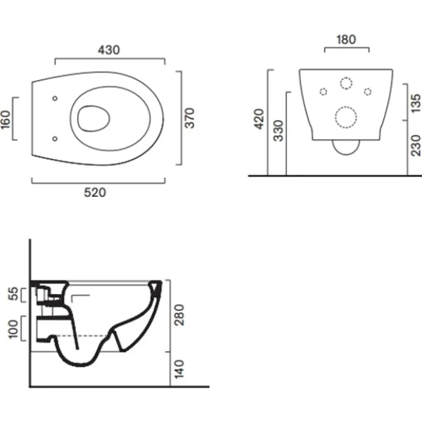 Унитаз подвесной Catalano Italy 0711520001 безободковый, торнадо, белый глянец
