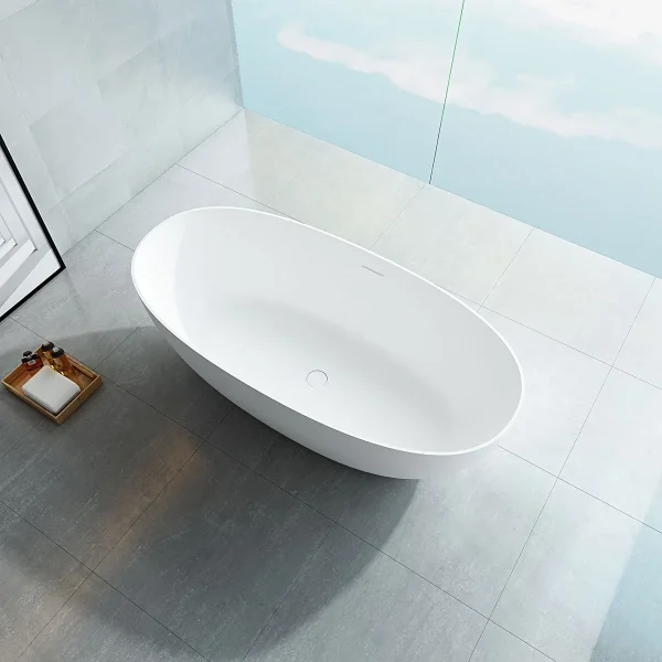 Ванна из литьевого мрамора Vincea VBT-6S01MW 170x75 см отдельностоящая, белый матовый