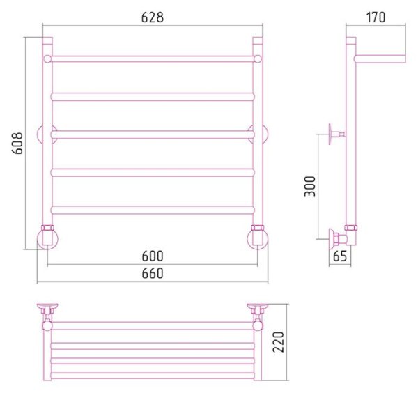 Полотенцесушитель водяной Стилье Универсум 60х60