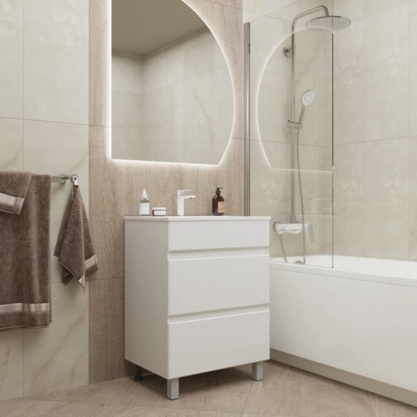 Тумба для ванной MIXLINE "БРИКС-60" 2 ящика под раковину "Breeze 60" мебельный (Sanita Luxe) (ПВХ) (555634)