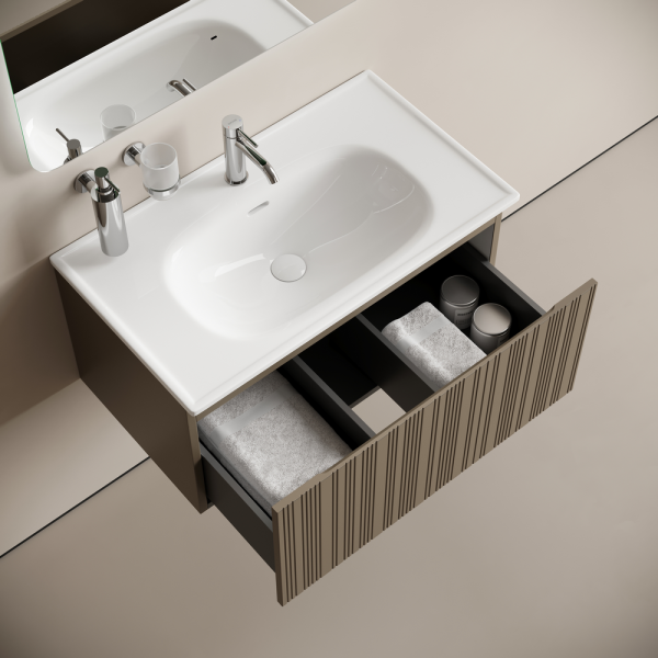 Тумба подвесная SANCOS Code 785х453х400, c одним  ящиком оснащенным доводчиками, цвет серо- бежевый,  CD80GB