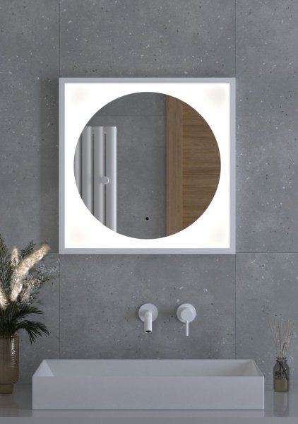 Зеркало с LED-подсветкой настенное Defesto Eclipse DF 2226R 60x60 белый