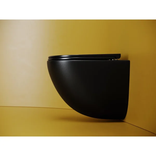Унитаз подвесной Ceramica Nova Vogue CN4008TMB безободковый, торнадо, с сиденьем микролифт, черный матовый