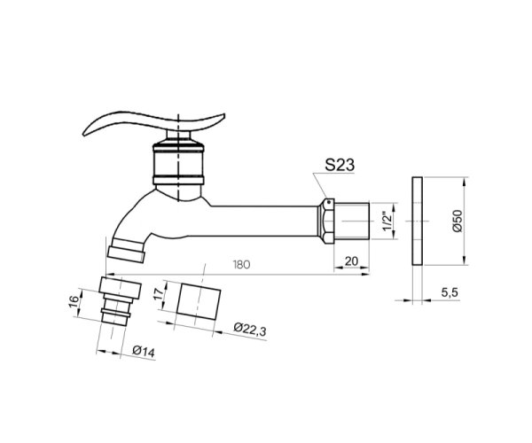 Сливной кран длинный Bronze de luxe (насадка-рассекатель) (21598/1)