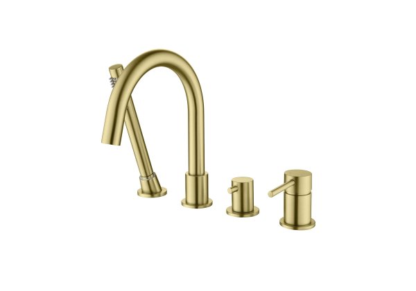 AQ1348BG ЕВРОПА смеситель на борт ванны на 4 отв., шлиф. золото