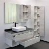 Тумба-умывальник COMFORTY "Прага-120" дуб белый с антрацитовой столешницей, с раковиной COMFORTY T-Y9378