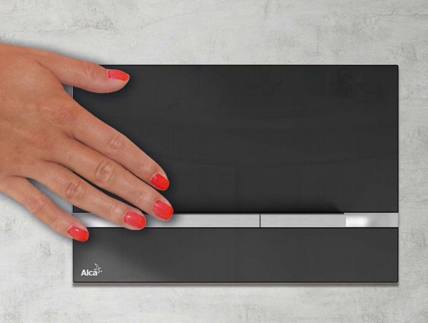 Кнопка смыва AlcaPlast Flat STRIPE-GL1204 стекло, черный
