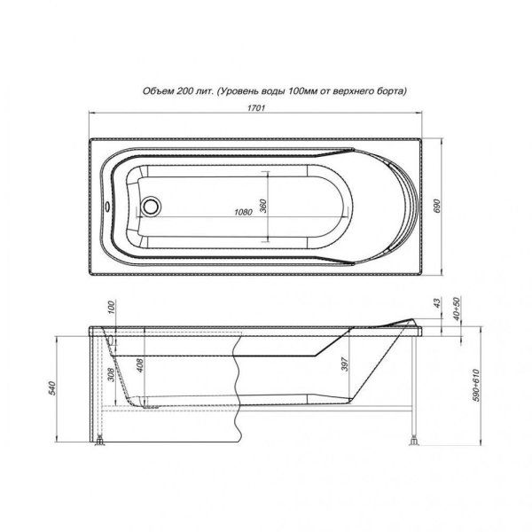 Акриловая ванна Aquanet West NEW 00239757 170х70