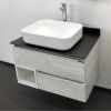 Тумба-умывальник COMFORTY "Прага-75" дуб белый с антрацитовой столешницей, с раковиной COMFORTY T-Y9378