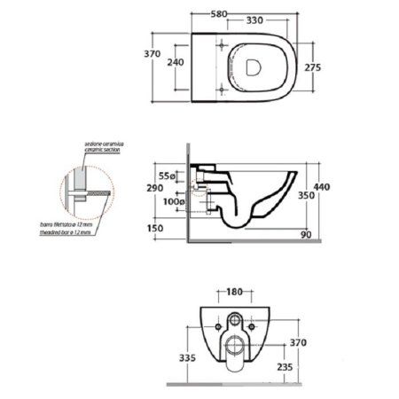 Чаша для подвесного унитаза Globo Stockholm LAS04.BI белый