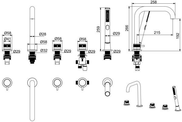Смеситель на борт ванны Allen Brau Priority 5.31007-MG (с внутренней частью) графит браш