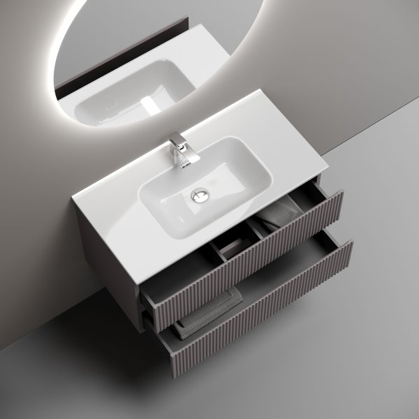 Тумба подвесная SANCOS Snob R 890х445х500, c двумя ящиками оснащенными доводчиками, Doha Soft, SNR90SM