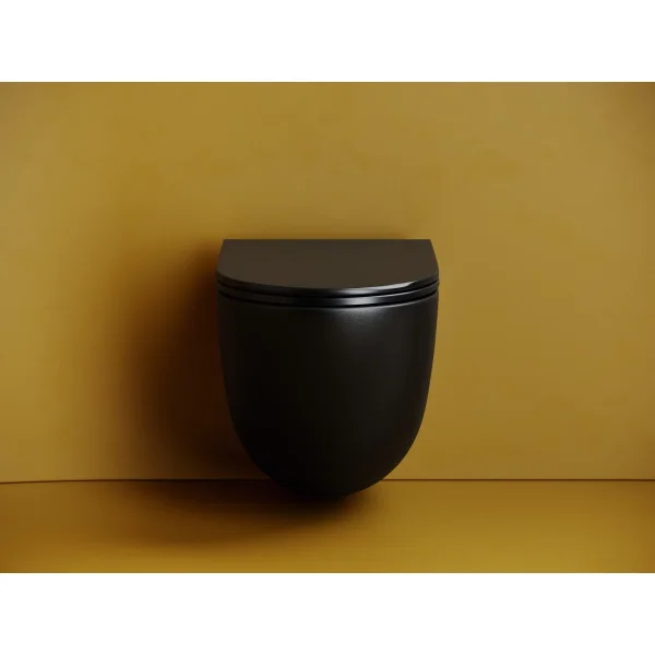 Унитаз подвесной Ceramica Nova Vogue CN4008TMB безободковый, торнадо, с сиденьем микролифт, черный матовый