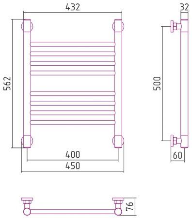 Полотенцесушитель водяной Сунержа Богема+ прямая 03-0220-5040 500x400 золото
