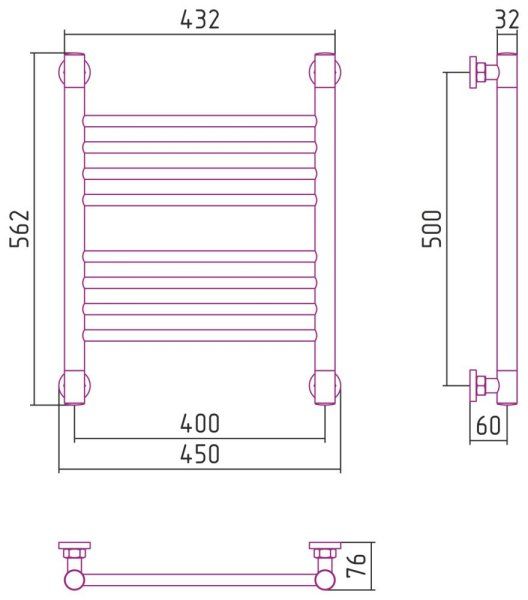 Полотенцесушитель водяной Сунержа Богема+ прямая 03-0220-5040 500x400 золото