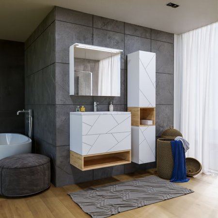 Зеркальный шкаф Бриклаер КРИСТАЛЛ 75 см, белый