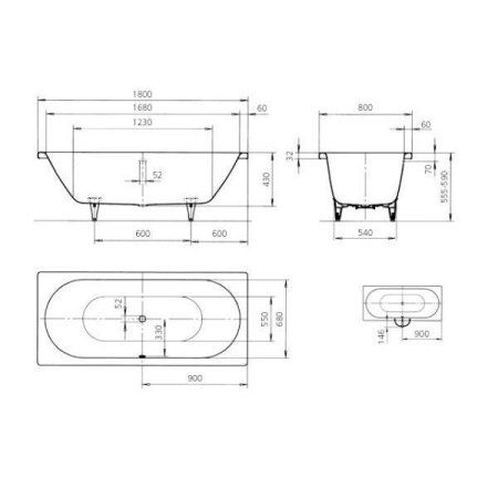 Ванна стальная Kaldewei Classic Duo 110 180x80 см Easy-clean