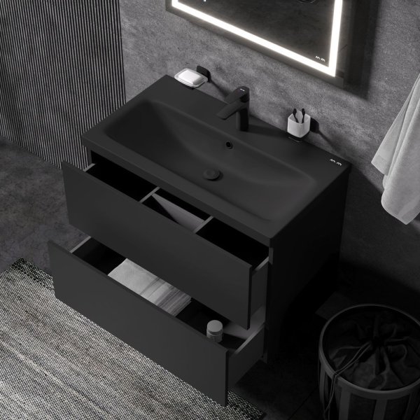 Комплект для ванной комнаты, зона красоты 75 см AM.PM Gem BK90GN, Черный