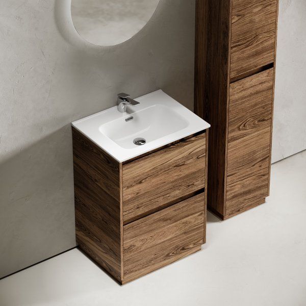 Тумба под раковину SANCOS Libra Floor напольная, 590х450х840, c двумя ящиками оснащенными доводчиками, дуб чарльстон,  LB60FECH