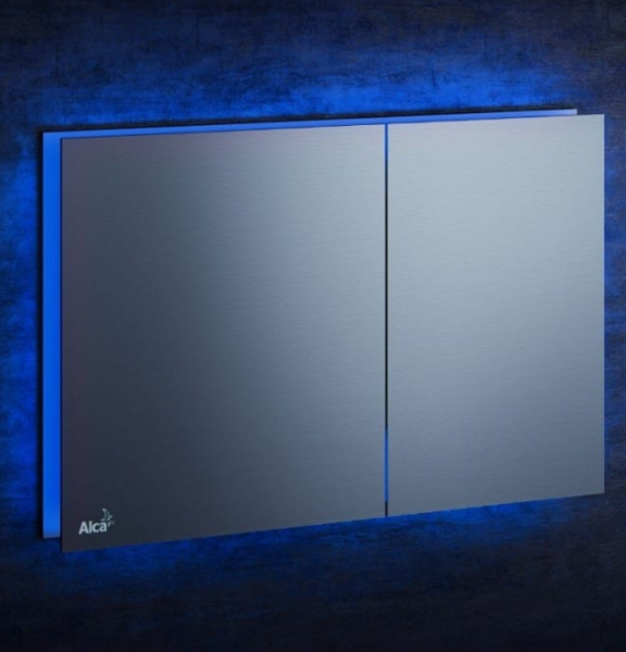 Кнопка смыва AlcaPlast Flat AIR LIGHT-BLUE металл матовый, подсветка голубая